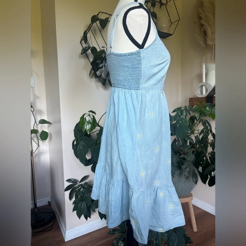 NWT- Japna Blue Cotton Daisy Embroidered Sundress - Picture 4 of 6